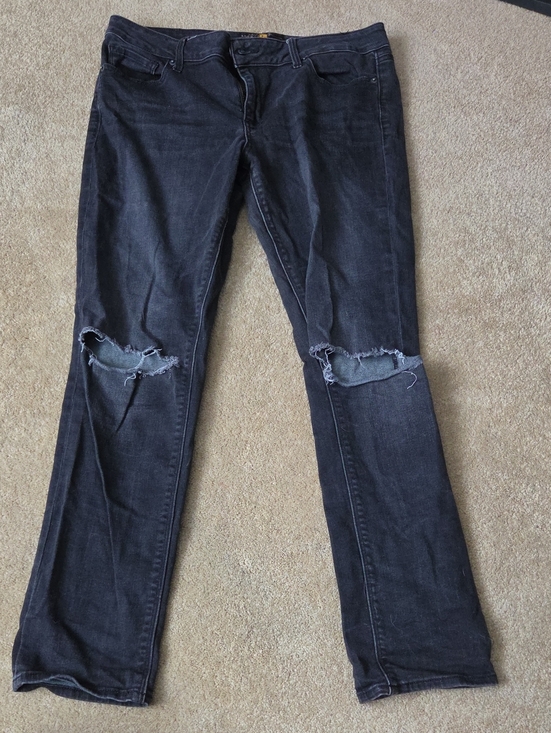 Lucky Brand Denim - Lucky Brand Women's Black Straight Leg Jeans with Knee Rips